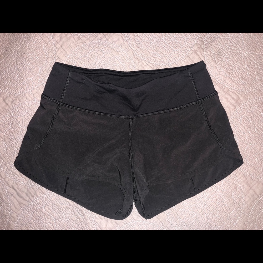 Lululemon black speed up running shorts